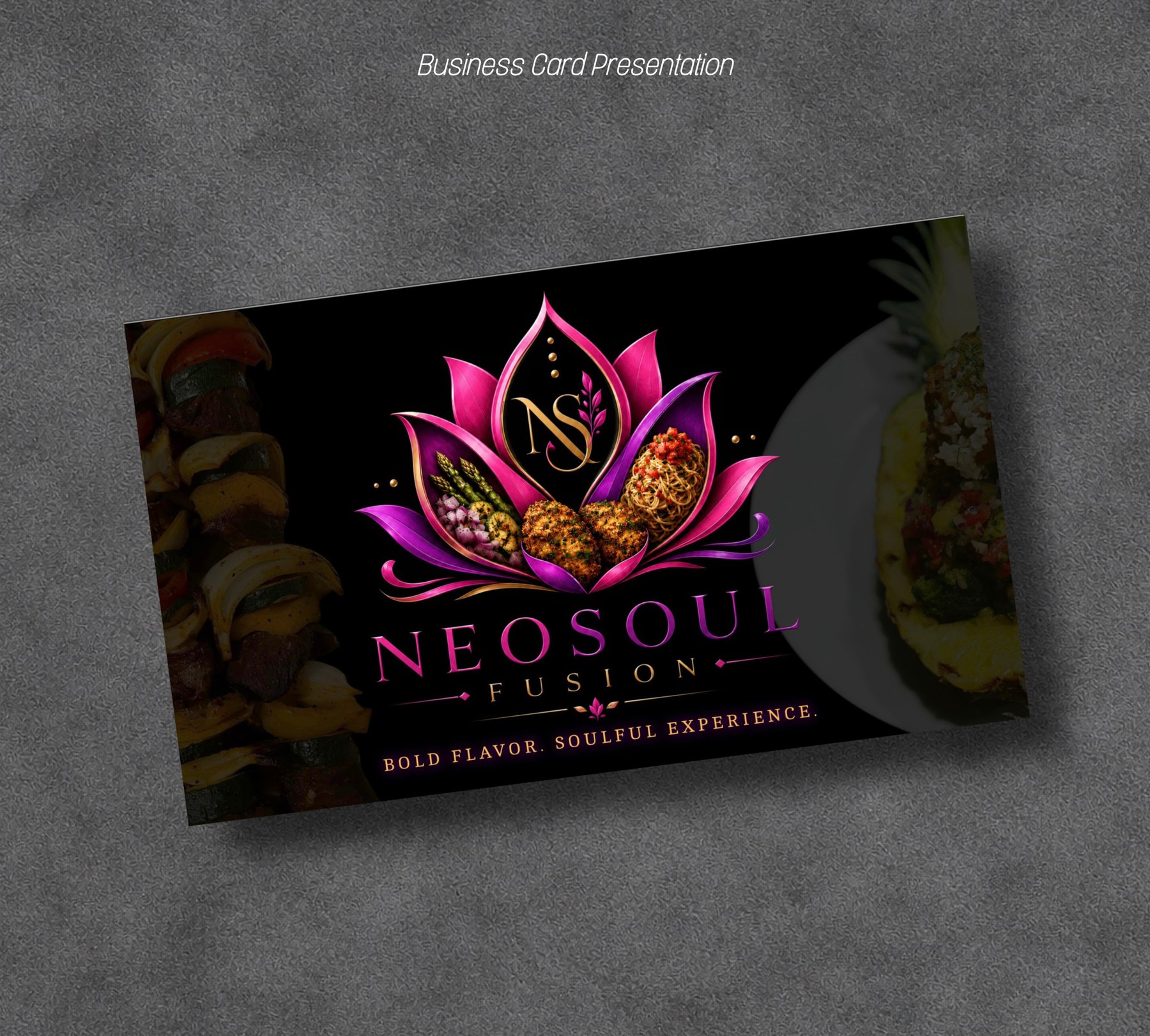NeoSoul Fusion business card mockup